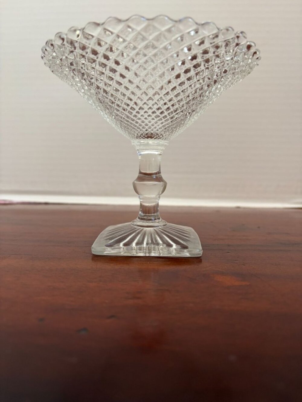 Vintage Anchor Hocking "Miss America" Clear, Round Compote Depression Glass Cand